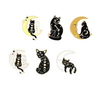 OSOLADY Broche Chat en Alliage Décorative et Mignonne, Ensemble de 6 Pièces, Épingle de Poitrine pour Vêtements et Accessoires, pour Cérémonies et Bals Plusieurs styles