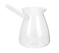 OSOLADY Cafetière Turque en Verre Épaissi Résistant la Chaleur Poignée Latérale, Forme Ronde, Bec Verseur en V, pour Préparer du Café et Chauffer du Lait