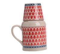 OSOLADY Carafe Et Tasse Céramique Vintage Avec Capacité Importante Pichet à Eau Avec Anse Pour Maison Set Théière Et Mug Empilables Céramique Solide Pour Thé Et Boissons Chaudes