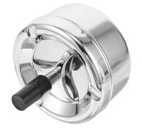 OSOLADY Cendrier Métallique Rond sans Fumée avec Couvercle à Pression Résistant Vent Design Élégant Plateau Rotatif Argenté pour Usage Intérieur et Bureau