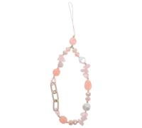 OSOLADY Chaîne pour Téléphone Portable en Perles de Cristal Rose Breloques Décoratives en Aluminium et Pierre, Lanière Élégante pour Bureau et Usage Familial