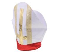 OSOLADY Chapeau de Cardinal Religieux Adulte en Tissu Design Médiéval Authentique, Accessoire Polyvalent pour Costume de Prêtre Vintage, pour Halloween et Drame Historique