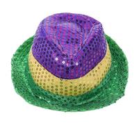 OSOLADY Chapeau Fedora à Paillettes Vert pour Carnaval Mardi Gras, Couvre-chef en Tissu Coton Sequins Scintillants, Accessoire Festif pour Fêtes et Danses