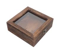 OSOLADY Coffret en bois avec couvercle transparent 5.91X5.91X1.77 pouces pour bijoux et spécimens d'insectes rétro, rangement anti-poussière pour collection bureau
