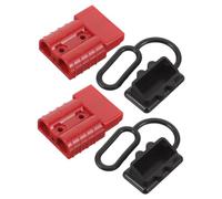 OSOLADY Connecteur Prise 50 Ampères Bipolaire avec Capuchon de Protection Rouge, Kit, pour Treuil Remorque Chariot Élévateur, Déconnexion Rapide, Polycarbonate Robuste