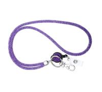 OSOLADY Cordon de Téléphone Violet en Maille Filet Strass Porte-Badge D’Identification Détachable et Porte-Clés Sangle de Cou Légère et Élastique pour Carte D’Identité Permis de