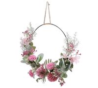 OSOLADY Couronne de Porte Artificielle Rose Feuilles en Plastique et Fer, Décor Délicat sans Arrosage pour Jardin et Porche, Résistante la Décoloration