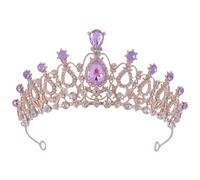 OSOLADY Couronne de Tiare en Alliage de Zinc et Strass pour Fille, Bandeau Doré Violet, Accessoire Léger pour Demoiselle D'honneur, Fête D'anniversaire et Mariage, Diadème Décoratif