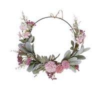 OSOLADY Couronne Décorative à Suspendre Oreilles de Lapin Roses et Feuillage Artificiel, Couronne de Fleurs Artificielles pour Décoration de Porte, Mariage et Maison, Accessoire Léger