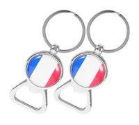 OSOLADY Décapsuleur Porte-clés Décoratif Drapeau National 2pcs en Alliage de Zinc et Verre, Léger et Pratique pour Soirées et Cocktails