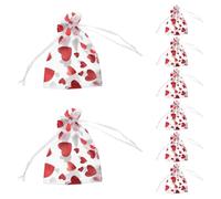 OSOLADY en Maille Rouge de Cœur Design Élégant avec Cordon, 50 Pièces 50 Paquet Rouge et Or, pour Rangement Facile et Décorations Saint-valentin de Fête de Mariage