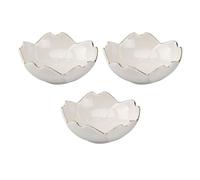 OSOLADY Ensemble de 3 Assiettes à Sauce Soja en Céramique Blanche Forme Fleur de Cerisier, Porte-sauce Décoratif pour Table, pour Apéritifs et Condiments