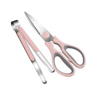 OSOLADY Ensemble Pince à Ciseaux Pratique en Acier Inoxydable 20cr13 Poignée Confortable Abs, Pinces à Viande Multifonctions pour Barbecue et Dîner la Maison