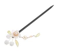 OSOLADY Épingle à Cheveux Chinoise Traditionnelle Confortable Port Prolongé en Bois Accessoire Élégant Pompon Fleuri pour Hanfu et Qipao