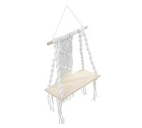 OSOLADY Étagère Flottante en Macramé Étagères Flottantes Bohèmes Beige Coton Légère Portable Installation Facile pour Plantes Décoration Murale Bohème