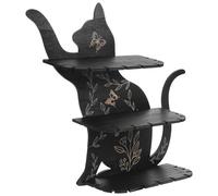 OSOLADY Étagère Murale en Bois Forme Chat Rustique Multifonctionnelle pour Organiser et Exposer Cristaux et Huiles Essentielles, Décoration Murale pour Salon et Chambre