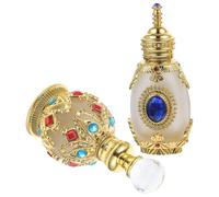 OSOLADY Flacon de Parfum de Voyage Rechargeable en Verre Cristal 15ml Or, Lot de 2 Pièces Élégant et Délicat, pour Vanity ou Usage Professionnel