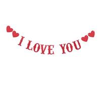OSOLADY Guirlande de Lettres en Papier Rouge 2m « je T'aime » pour Décoration Mariage et Saint-valentin, Suspendue Fermement et Réutilisable