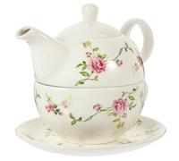 OSOLADY Kit Théière et Tasses en Céramique à Motif Floral, Bouilloire Poignée Ergonomique, pour Service Thé Traditionnel la Maison