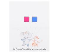 OSOLADY Livre D'or pour Fête de Révélation du Bébé - Kit Arbre à Empreintes Digitales, Panneau Format E, 2 Encriers Bleu et Rose, 1 Planche de Gommettes - Décoration Prénatale