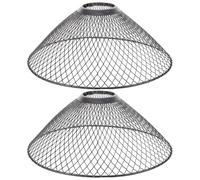 OSOLADY Lot de 2 abat-jour cage de style industriel, abat-jour suspendu en maille de fonte, protection anti-lumière vintage noire pour lustre/plafonnier moderne, diamètre de fixation :