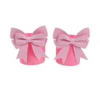 OSOLADY Lot de 2 boîtes d'emballage - Boîte ronde de 12 cm / 4,7 pouces - Seaux de fleuriste avec nœud rose pour la présentation de fleurs fraîches et la décoration intérieure