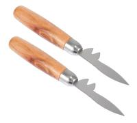 OSOLADY Lot de 2 Couteaux Ouvre-huîtres Manche en Bois et Lame Inox Argentée, Outil Pratique pour Ouvrir Coquillages et Fruits de Mer Lors de Pique-niques ou Dîner