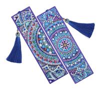 OSOLADY Lot de 2 Marque-pages DIY en Peinture Diamant Bleu en Pu Motifs Délicats pour Décoration et Loisirs Créatifs, pour Débutants et Passionnés