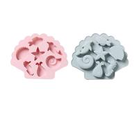OSOLADY Lot de 2 Moules à Pâtisserie en Silicone Thème Marin, Motifs Hippocampe et Poissons, Couleurs Rose et Bleu, Antiadhésif, Adaptés pour Fondant et Décoration de Gâteaux Maison