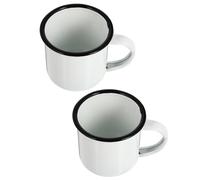 OSOLADY Lot de 2 Mugs Émaillés Vintage Blancs, Gobelets D'eau Traditionnels en Émail, Tasses à Thé Multifonctions pour Maison, Bureau et Camping, Taille Standard pour Boissons Chaudes