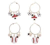 OSOLADY Lot de 2 paires de boucles d'oreilles de baseball pour femmes - Boucles d'oreilles de baseball et de football pour une fête sur le thème du football - Bijoux et souvenirs pour les