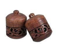 OSOLADY Lot de 2 Pendentifs Lanterne en Bois Sculpté, Boules Parfumées Décoratives Soi-même, Sachets D’aromathérapie Suspendus pour Voiture, Flacons Ouvrables Motif Lotus Creux