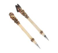 OSOLADY Lot de 2 Stylos à Tête de Crâne Pirate en Résine Beige, Stylos Créatifs pour Écrire et Dessiner, pour Étudiants et Garçon et Filles, Papeterie Originale pour Bureau et École