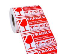 OSOLADY Lot de 300 Autocollants Rouges Fragile à Manipuler avec Précaution en Papier Perforé Design Léger pour Emballage et Expédition
