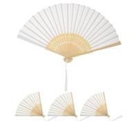 OSOLADY Lot de 4 éventails pliants en Soie et Bambou côtelé, à Monter soi-même, avec Pochettes de Rangement et Pompon. Décoration Orientale idéale pour Un Enterrement de Vie de Jeune Fille, Une