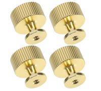 OSOLADY Lot de 4 Poignées de Meuble Dorées en Aluminium, Boutons Ronds Élégants pour Tiroirs de Chambre, Remplacement Facile pour Meubles Seul Trou