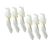 OSOLADY Lot De 6 Figurines Décoratives De Colombes Blanches en Mousse À Plumes Artificielles pour Décorations De Fête De Noël Intérieures Et Extérieures, Décoration De Jardin, Projets De