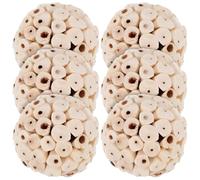 OSOLADY Lot de 6 Jouets à Mâcher en Bois Naturel pour Petits Animaux, Jouets Hamsters et Écureuils, Soin Dentaire et Nettoyage des Dents, Balle Comestible Douce Beige