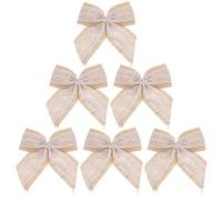 OSOLADY Lot de 6 Nœuds en Toile de Jute et Dentelle Faits Main Grand Nœud Présent Rustique DIY pour Emballage Présent Mariage et Fêtes Ornements Fête et Noël