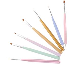 OSOLADY Lot de 7 Pinceaux pour Nail Art en Nylon et Bois, Application Lisse pour Travaux Précis, Usage Professionnel et Maison