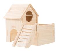 OSOLADY Maison en Bois Naturel pour Petits Animaux et Cochons d'Inde, Cachette Spacieuse pour Hamster, Accessoire de Cage Relaxant pour Repos, Sommeil et Alimentation