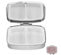 OSOLADY Mini Boîte à Pilules de Voyage en Métal avec Décor Cristallin, Compartiments Multiples et Design Compact, Pilulier Portable Élégant pour Rangement Quotidien des Remèdes