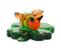OSOLADY Mini Coccinelle en Verre soufflé sur Un trèfle à Quatre Feuilles - Statuette d'insecte - Figurine Animale en Verre à Collectionner pour la Saint-Patrick - Presse-Papier