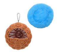 OSOLADY Nid Oiseaux Suspendu en Plastique, Nid Perruche Effet Rotin, Environnement Simulé Respirant, Forme Œuf, Entrée Arrondie, Fond Concave, avec Coussin et Tapis Chauffant, pour Cages