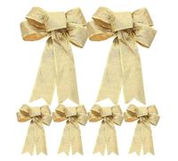 OSOLADY Nœuds Décoratifs Dorés pour Noël et Mariage, 6 Pièces en Polyester Léger, Maintien Forme, pour Décorer Boîtes Présents et Sapins
