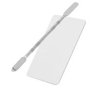 OSOLADY Palette de Maquillage en Acier Inoxydable Rectangulaire avec Anneau, Outil de Mélange de Fondation pour Professionnels, Spatule Incluse, Usage Multifonction pour Artistes
