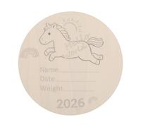 OSOLADY Panneau d'annonce de naissance : Panneau en bois « Bonjour le monde » de 15 cm pour nouveau-né - Disque d'annonce de naissance - Plaque de prénom neutre pour chambre d'enfant -