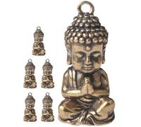 OSOLADY Pendentif Porte-clés Bouddha Vintage en Laiton, Lot de 6 Pièces | Décoration de ase Plate Stable, Format Compact, Style Rétro Simple, Souvenir de Fête