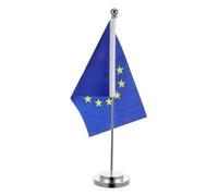 OSOLADY Petit Drapeau de Table de L’union Européenne avec Support en Plastique, Base Stable, Décoration de Bureau et Fête, Accessoire pour Déco Noël et Événement Professionnel, Pavillon