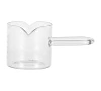 OSOLADY Pichet à à café : verre doseur de 250 ml (8 oz) avec mousseur à lait et de sirop d’érable transparent, idéal pour l’espresso, avec double bec verseur et poignée en U.